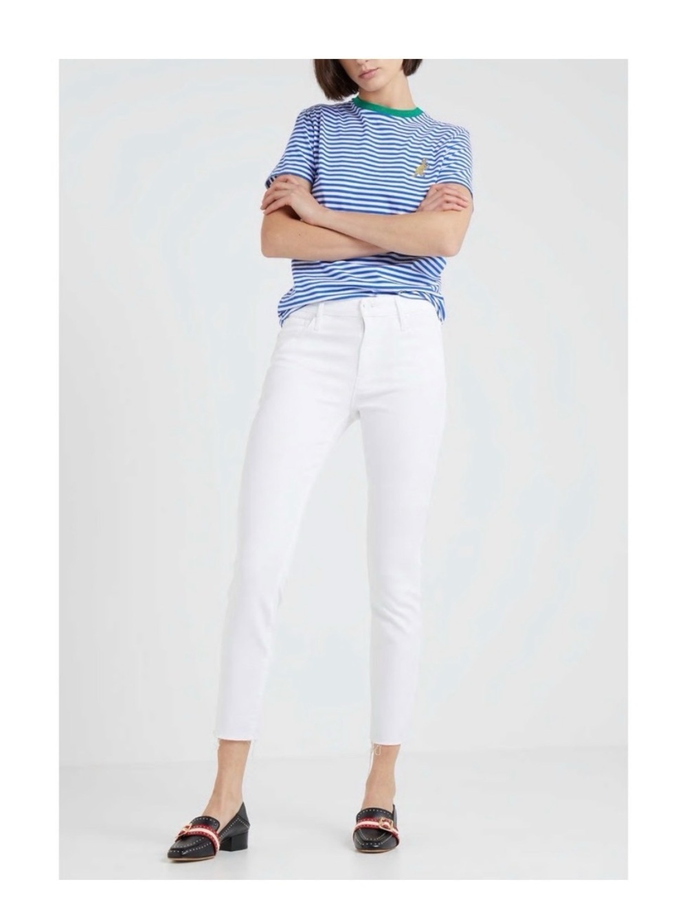 Mother The Hustler Ankle Fray white denim Jeans
